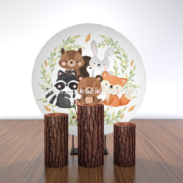 Animal rabbit fox printed round backdrop with cover